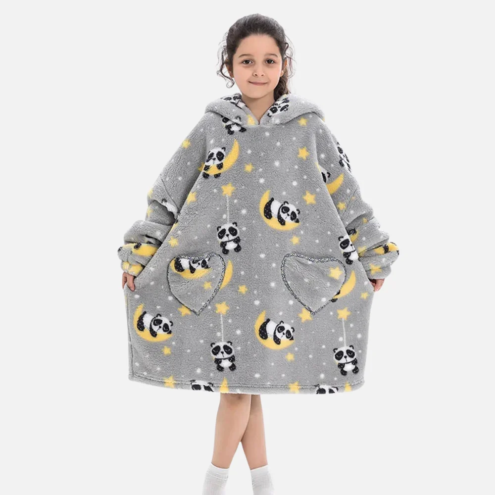Poncho Plaid Lune et Panda – Image 3