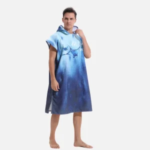 Poncho De Bain Raie Manta Bleu