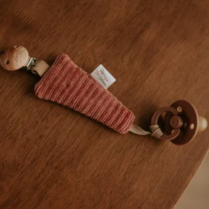 Attache tétine velours | Framboise