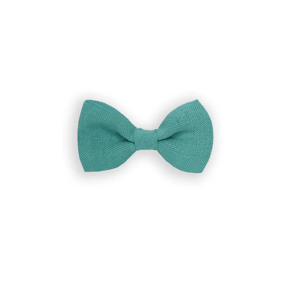 Barrette noeud lin prévisible bleu lagon – Image 2