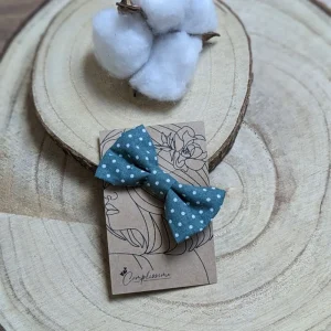 Barrette nœud en coton coloris au choix à pois