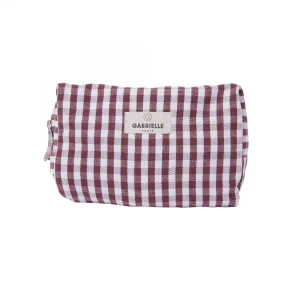Trousse de toilette en coton vichy bordeau