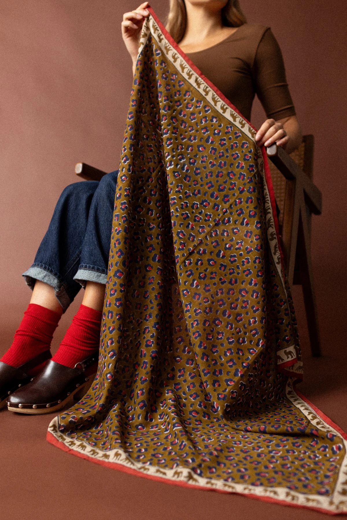 Big Foulard Latika Dupatta | Léopard fire – Image 4