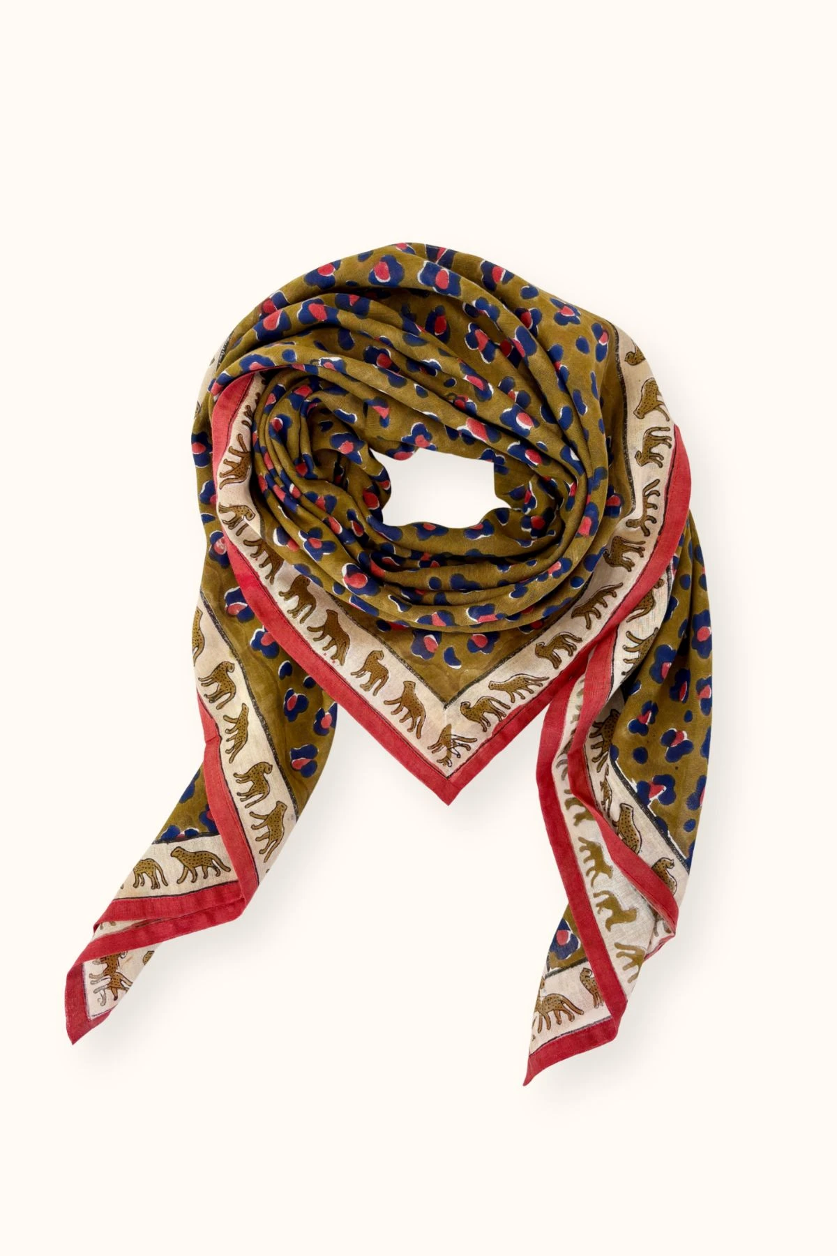 Big Foulard Latika Dupatta | Léopard fire