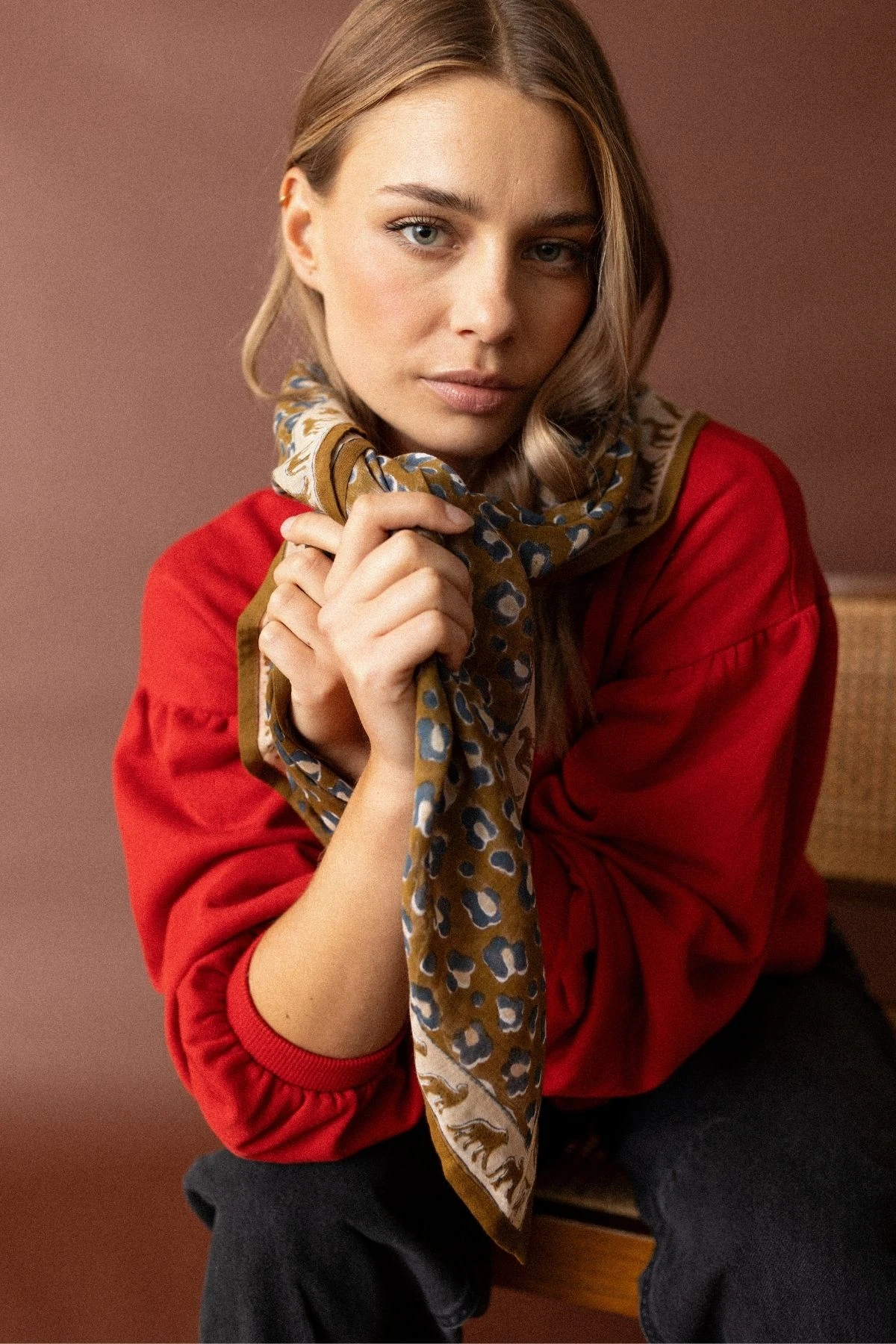 Big Foulard Latika Dupatta | Léopard tapenade – Image 5