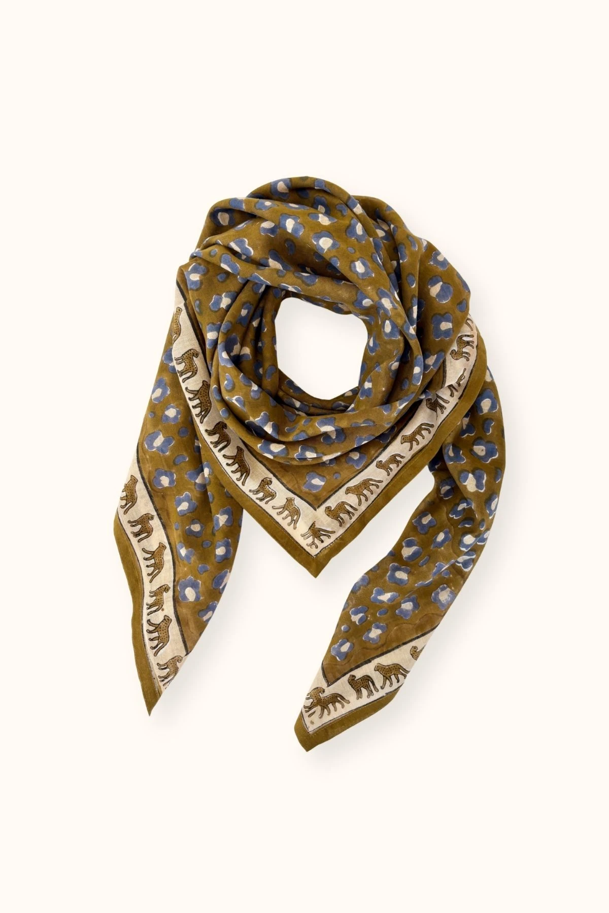 Big Foulard Latika Dupatta | Léopard tapenade