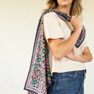 Big Foulard Coton Latika – Coeur navy forest