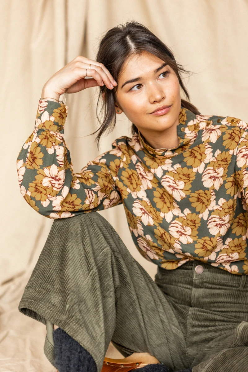 Blouse bhumi dahlia kaki