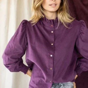 Blouse Dipta – Velours Fin Aubergine