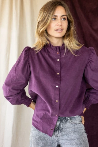 Blouse Dipta – Velours Fin Aubergine – Image 2