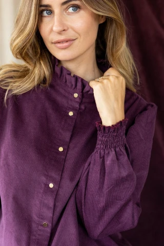 Blouse Dipta – Velours Fin Aubergine – Image 3