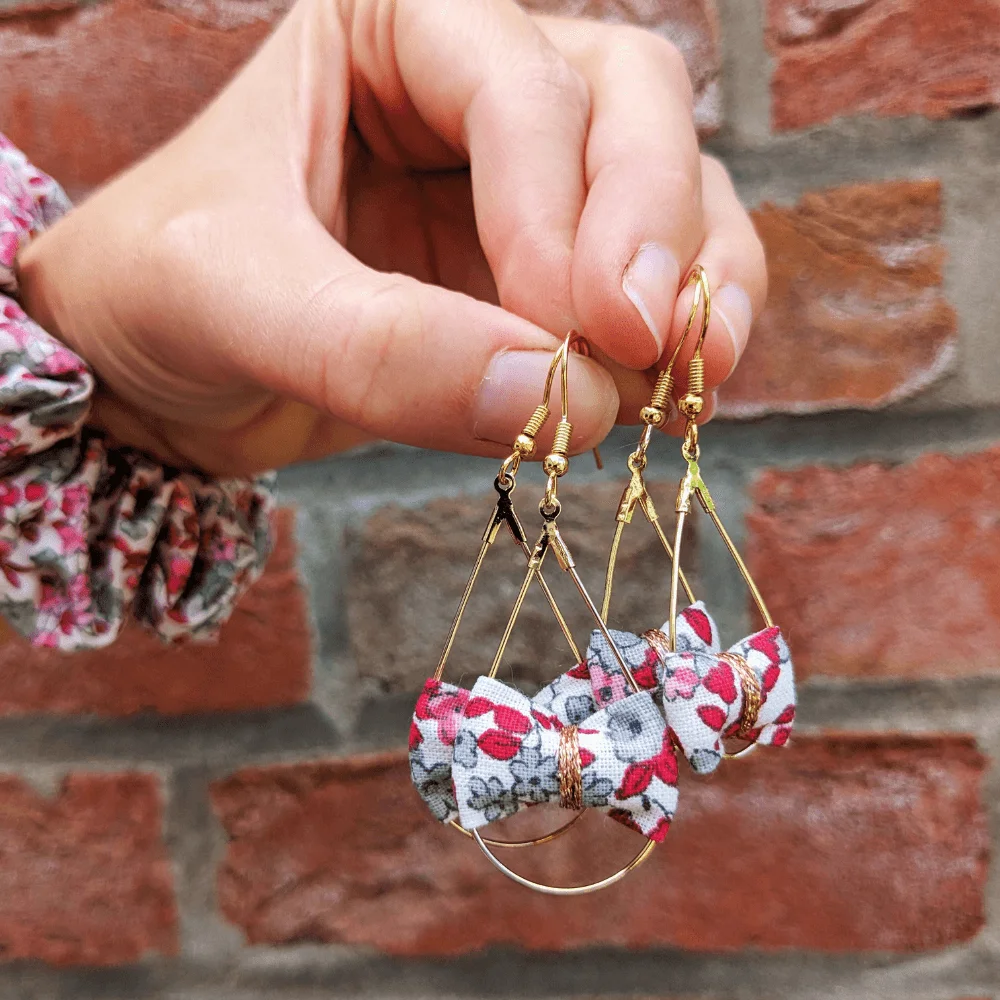 Boucles d’oreilles Gouttes dorées coton merveilleux – adulte / enfant – Image 2