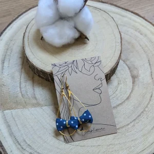 Boucles d’oreilles Gouttes dorées coton pois au choix – adulte / enfant