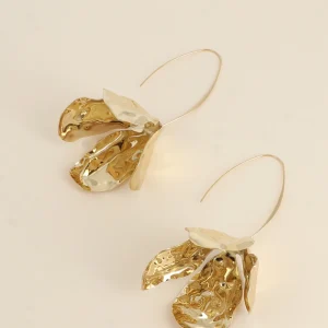 Boucles pendantes – long crochet et pièce feuillage suspendu