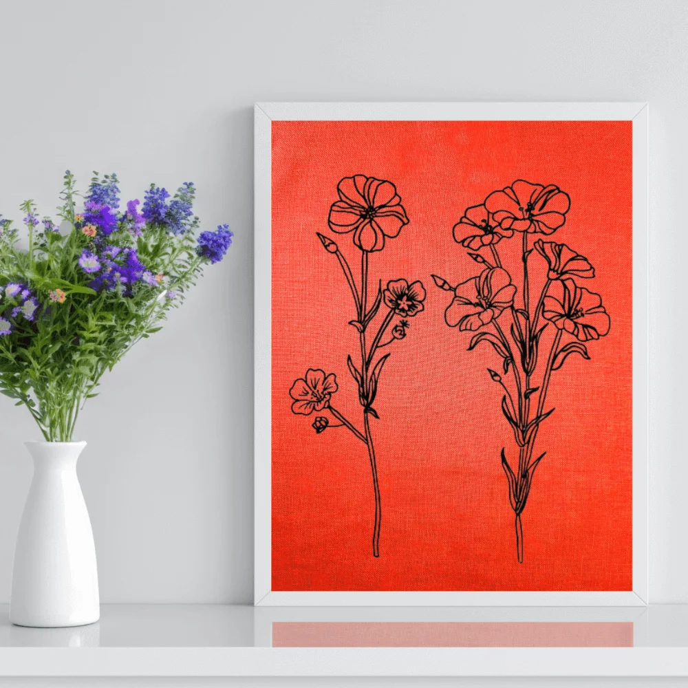 Cadre fleuri personnalisable en lin – Image 2