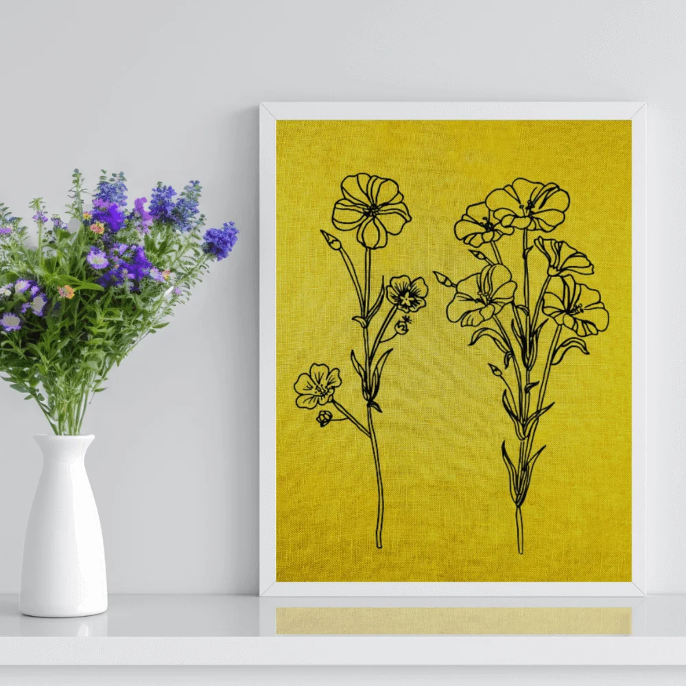 Cadre fleuri personnalisable en lin – Image 3