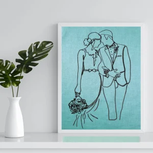 Cadre mariage personnalisable en lin