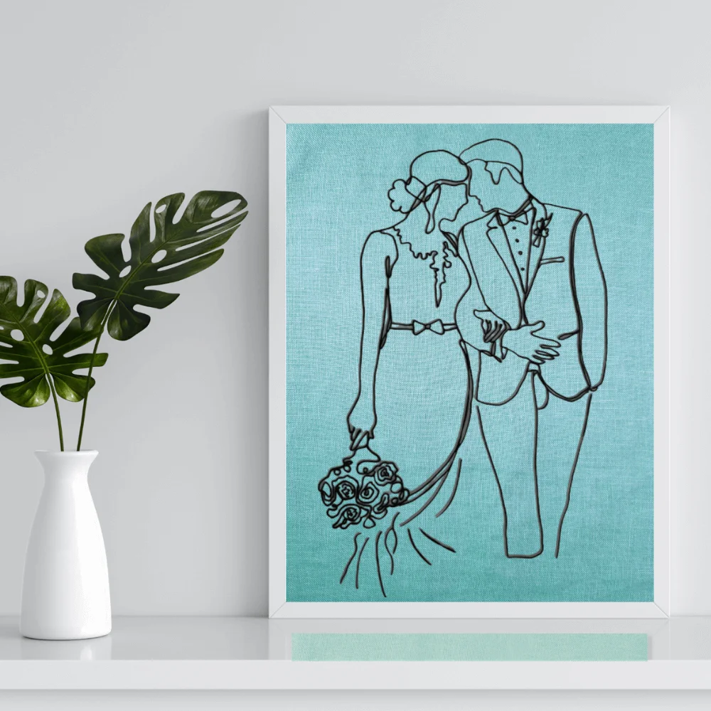 Cadre mariage personnalisable en lin – Image 2