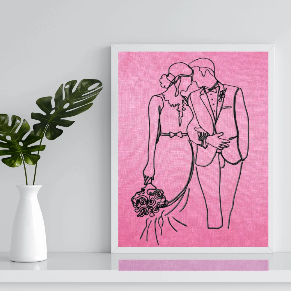 Cadre mariage personnalisable en lin – Image 3