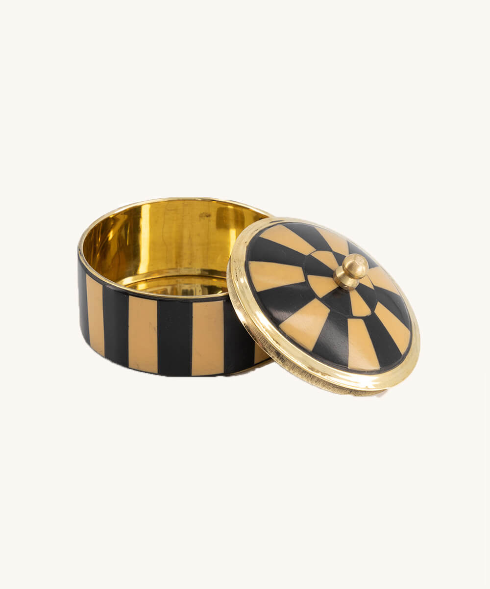 Boîte laiton nacré – rayures noires – Image 4