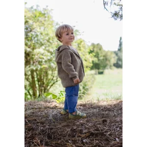 Blouson bébé laine avec capuche – noix chiné