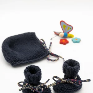 Béguin « Eglantine » bleu marine – taille naissance-3 mois