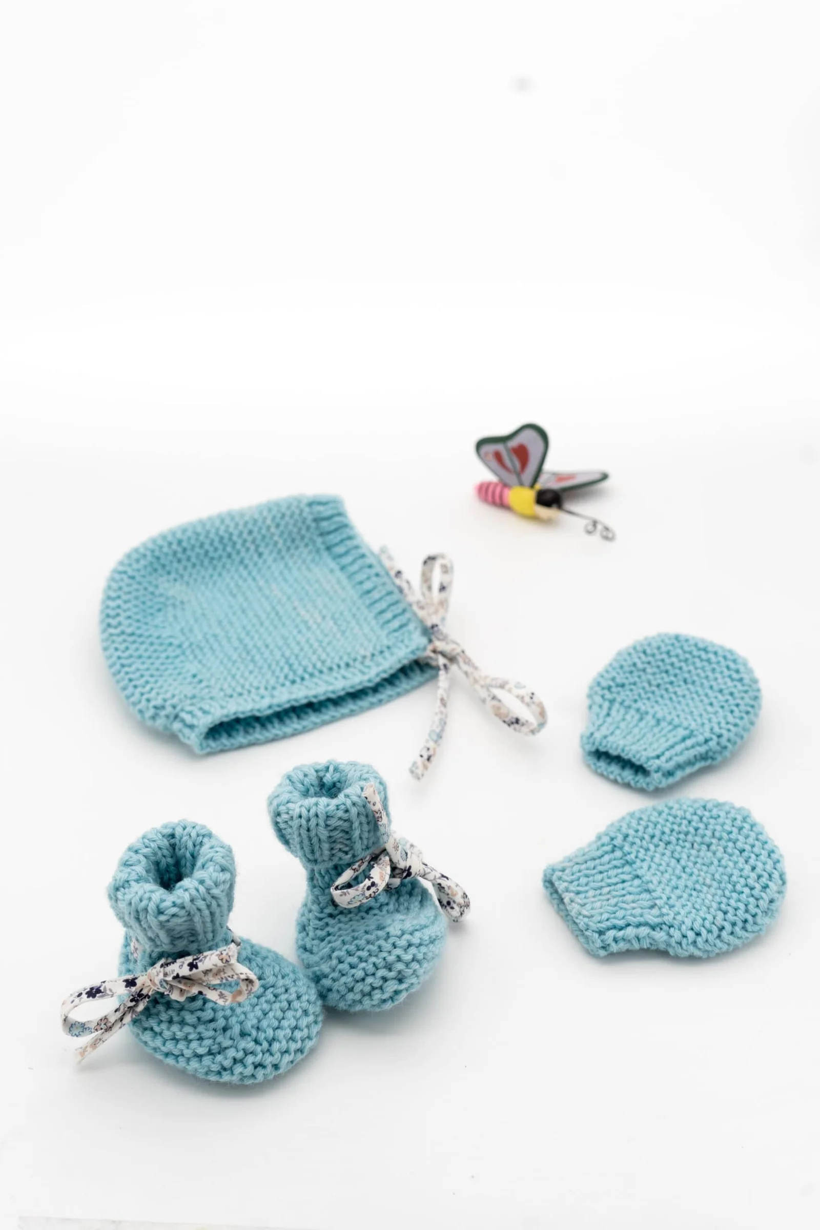 Béguin « Eglantine » bleu turquoise – taille naissance-3 mois – Image 5