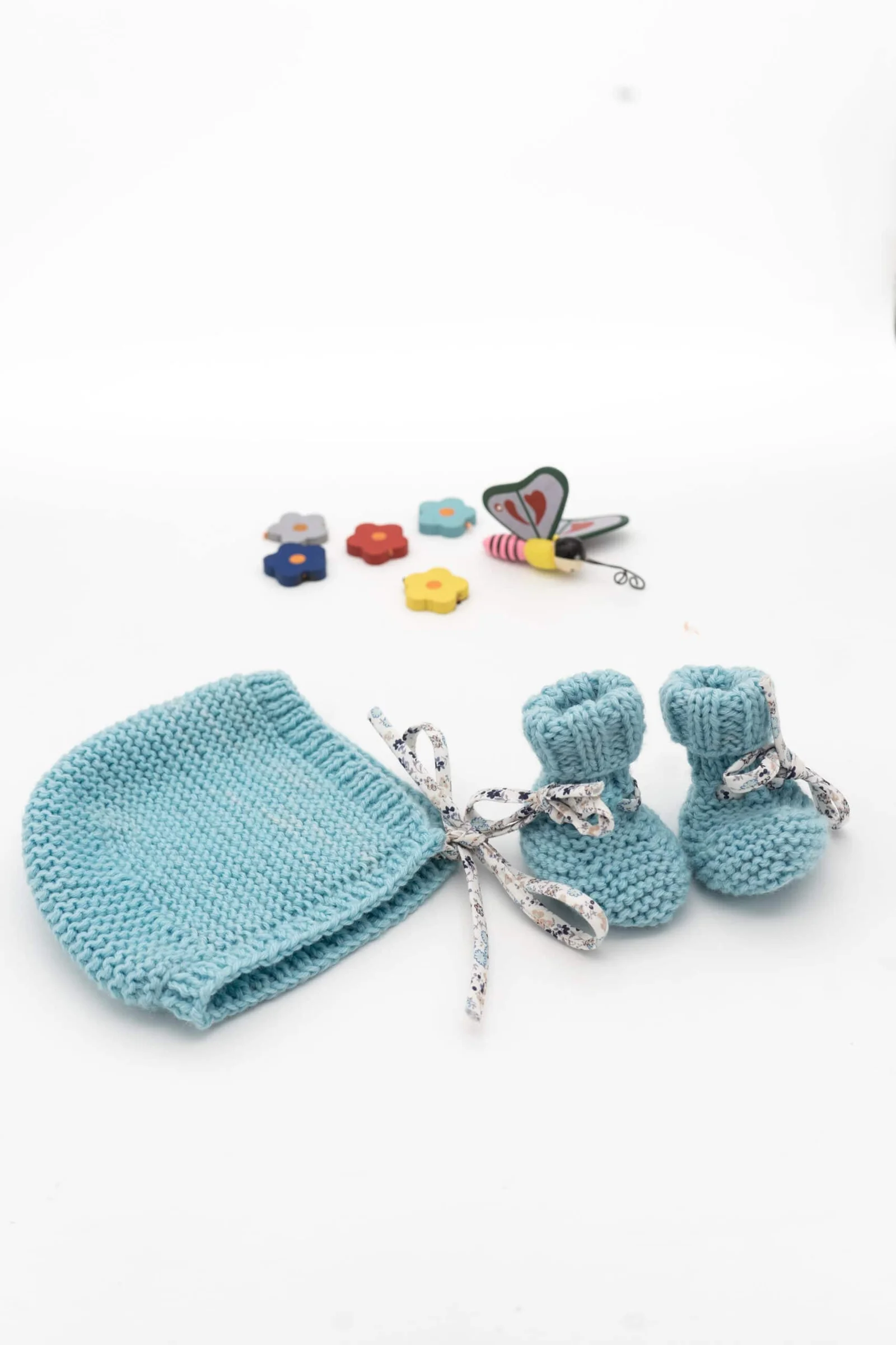 Béguin « Eglantine » bleu turquoise – taille naissance-3 mois – Image 4