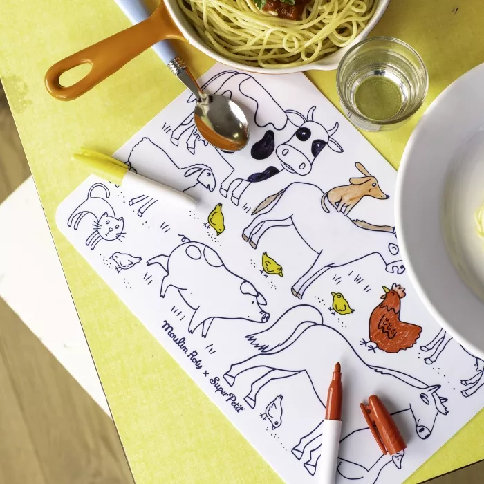 Mini set en silicone à colorier + 4 crayons la ferme