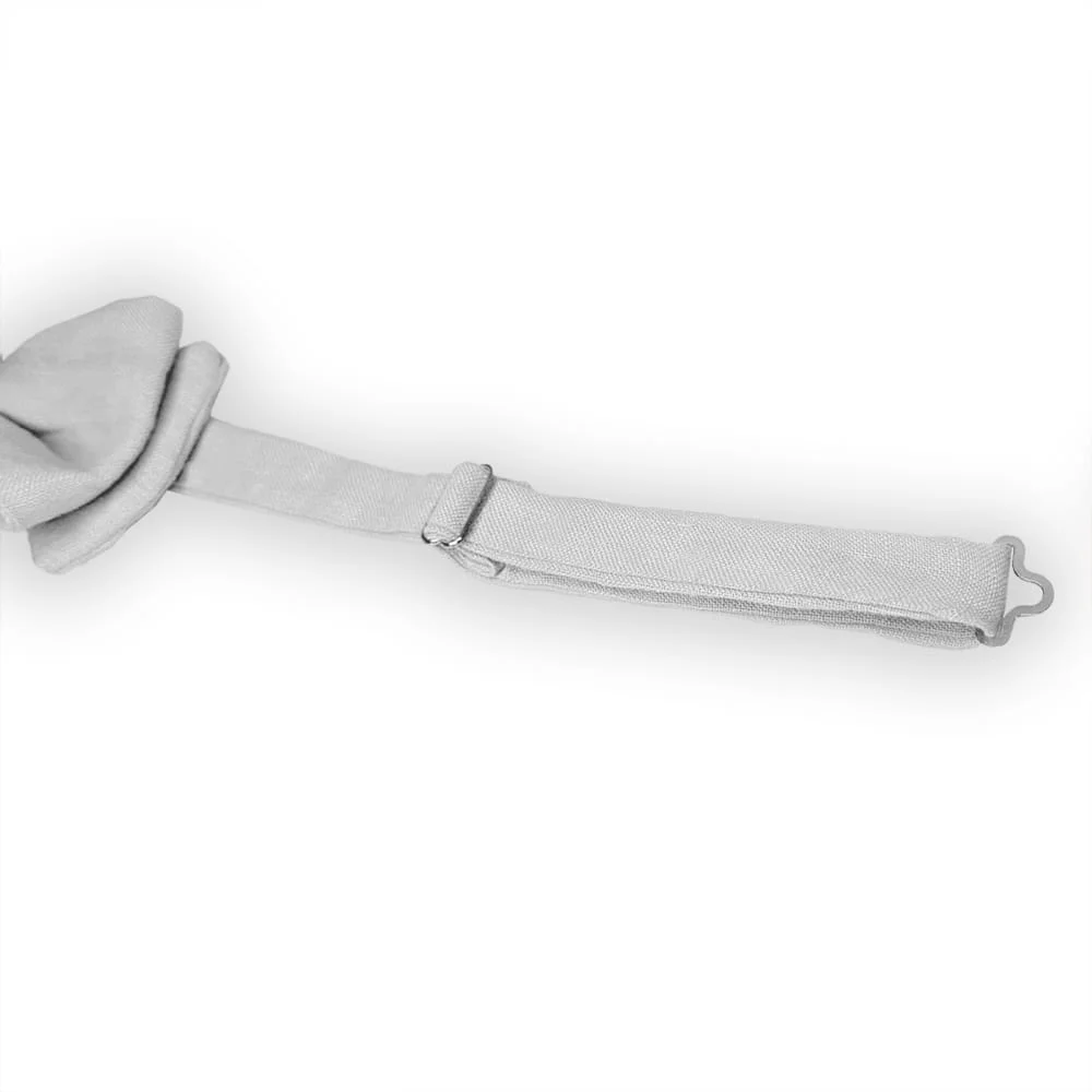 Noeud papillon adulte lin visible blanc – Image 3