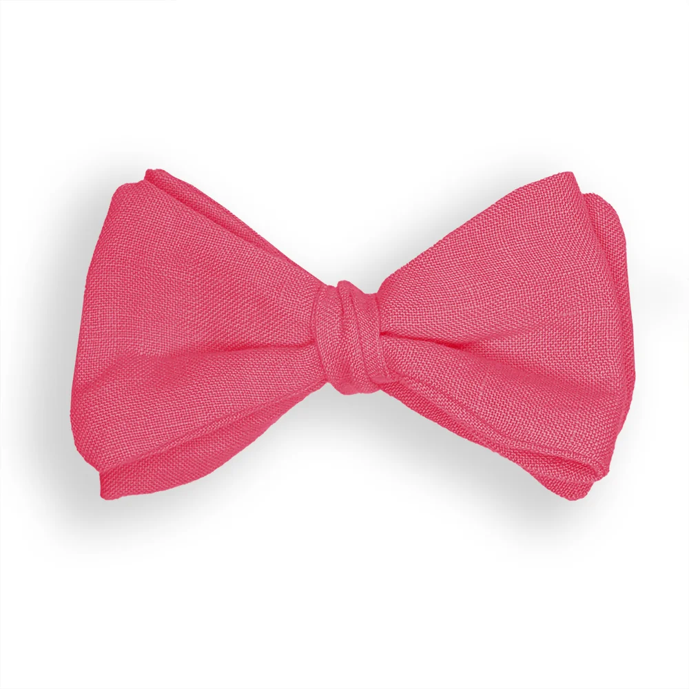 Noeud papillon adulte lin conditionnel rose