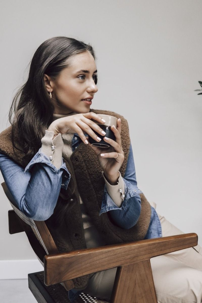 Veste laine light – Marron – Image 3