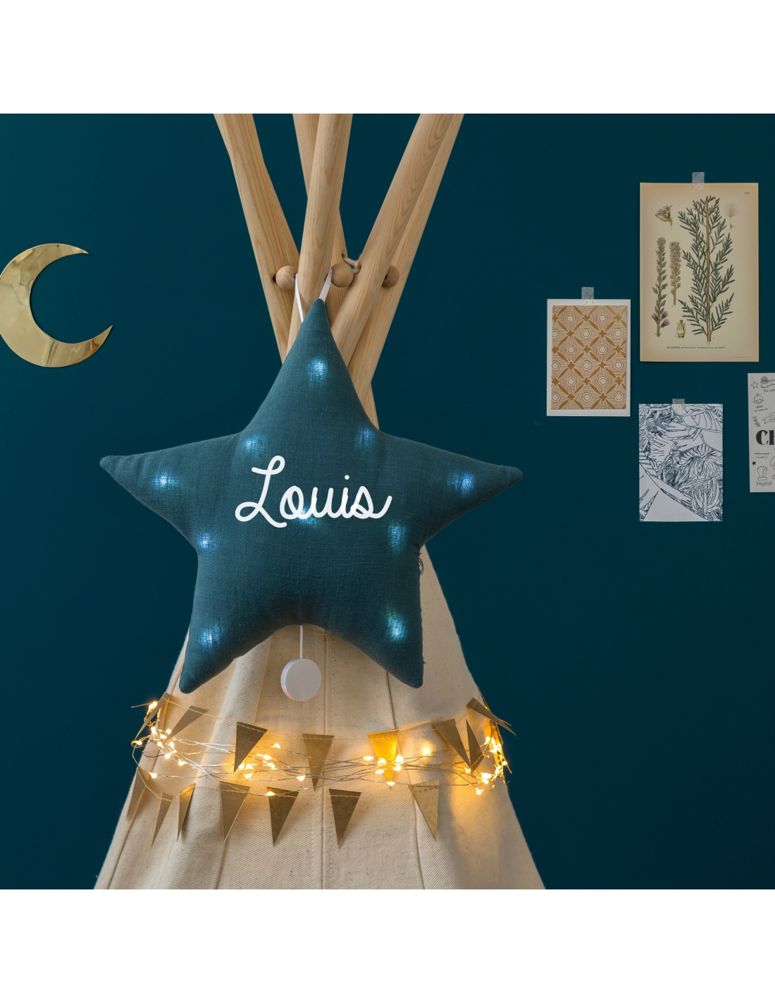 Veilleuse musicale étoile | Bleu canard